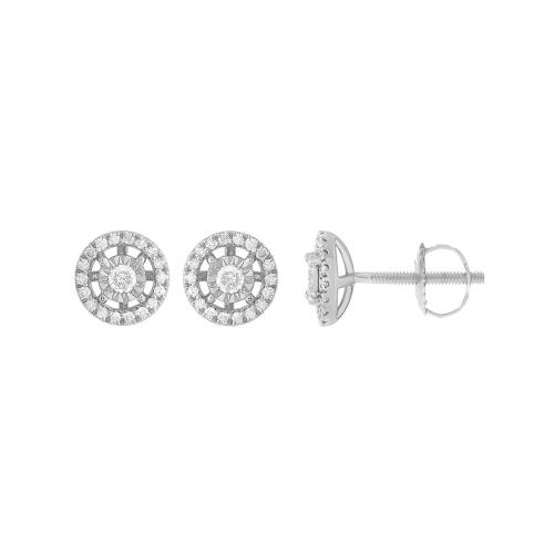 Novello Lab-grown Diamonds Open-Frame with Pave Halo Screw Studs - 0.35 Ct. T.w. in 10K White Gold