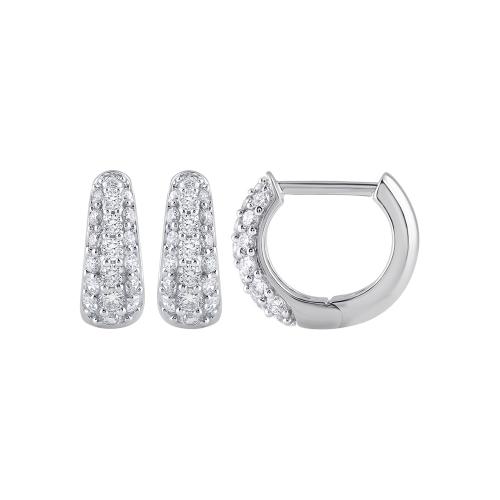 Bella by Ovani® 3-Row Tapered Huggie Hoops - 0.50 Ct. T.w. in 10K White Gold