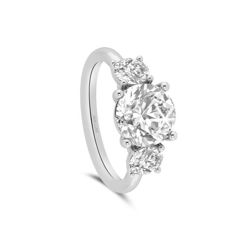 Novello Lab-grown Diamonds 3-stone Bridal Ring 4 Ct. T.w. in 10K White Gold