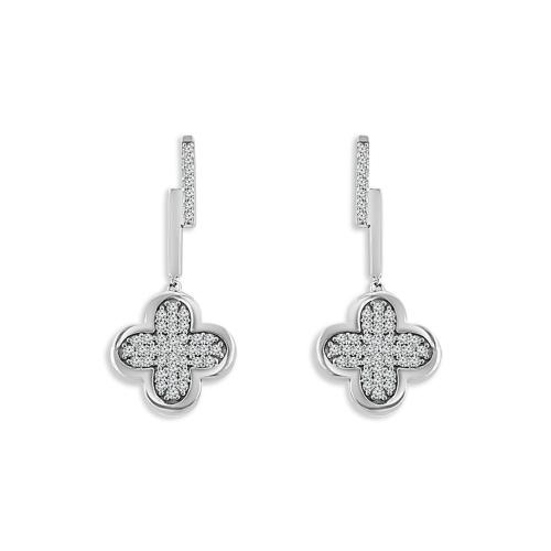 0.35 Ct. T.w. Lab-grown Diamond Clover Dangling Earrings In 14Kt White Gold
