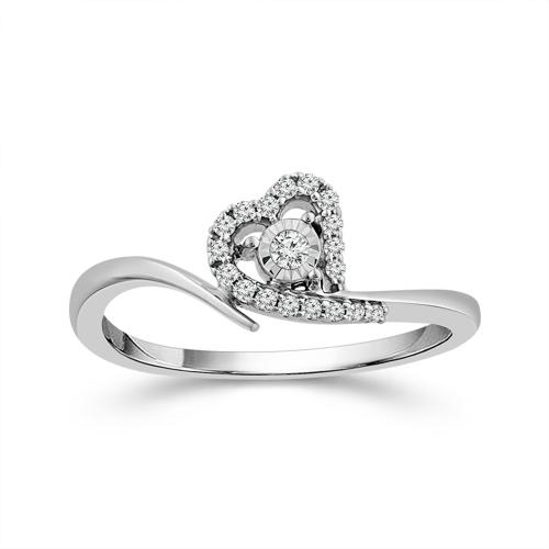 Twisted Band Heart Halo Diamond Promise Ring 0.11 Ct. T.w. in 10K White Gold