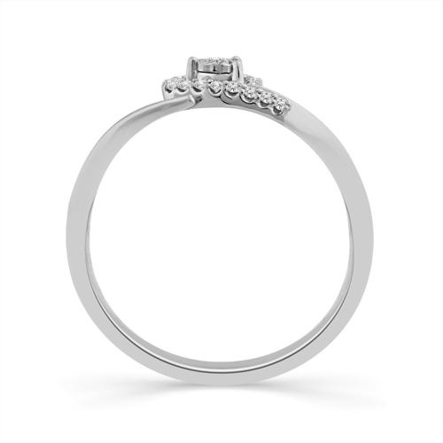 Twisted Band Heart Halo Diamond Promise Ring 0.11 Ct. T.w. in 10K White Gold