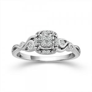 0.14 Ct. T.w. Lab-grown Diamond Cushion Halo Promise Ring In 10Kt White Gold