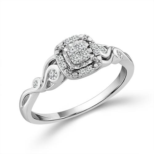 0.14 Ct. T.w. Lab-grown Diamond Cushion Halo Promise Ring In 10Kt White Gold