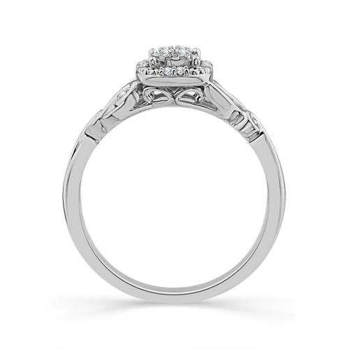 0.14 Ct. T.w. Lab-grown Diamond Cushion Halo Promise Ring In 10Kt White Gold