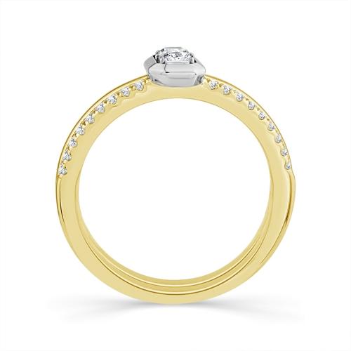 0.45 Ct. T.w. Lab-grown Diamond Round Channel Emerald Engagement Ring In 14kt Yellow Gold