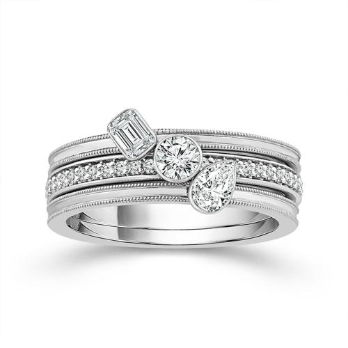 0.65 Ct. T.w. Lab-grown Diamond 3-stone Wedding Band In 14Kt White Gold