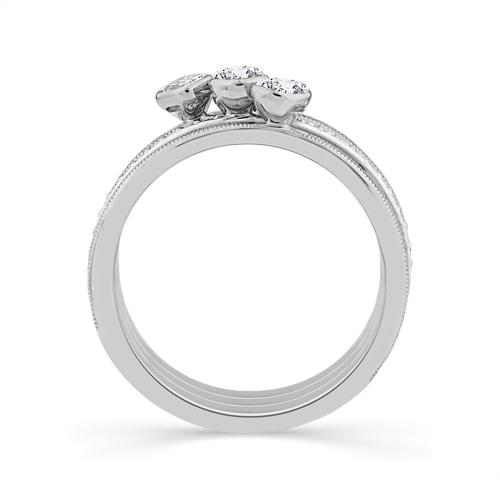 0.65 Ct. T.w. Lab-grown Diamond 3-stone Wedding Band In 14Kt White Gold