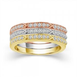 0.55 Ct. T.w. Lab-grown Diamond 5-stone Wedding Band In 14Kt White Yellow Rose Gold