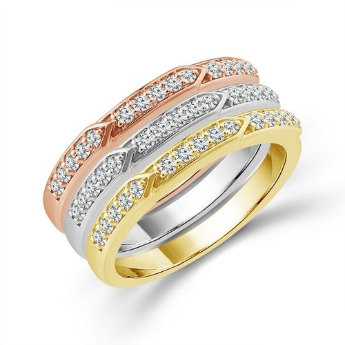 0.55 Ct. T.w. Lab-grown Diamond 5-stone Wedding Band In 14Kt White Yellow Rose Gold