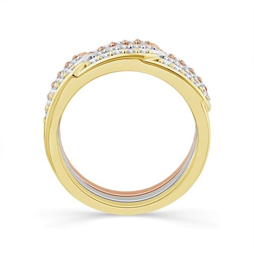 0.55 Ct. T.w. Lab-grown Diamond 5-stone Wedding Band In 14Kt White Yellow Rose Gold