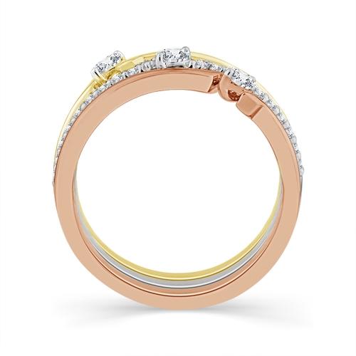 0.55 Ct. T.w. Lab-grown Diamond Round 3-row Wedding Band In 14Kt White Yellow Rose Gold