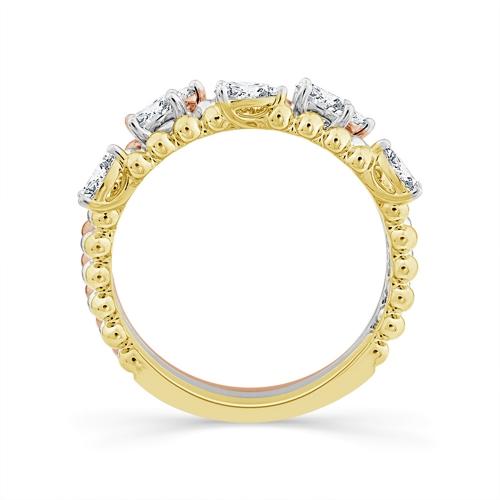Bella by Ovani® Lab-grown Diamonds Gold Beaded (Pear, Round, and Marquise Accents) Stackable Bands 0.75 Ct. T.w. in 14K Tricolor Gold
