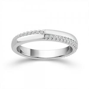 Lab-grown Diamond Crossover Pave Wedding Band 0.3 Ct. T.w. in 14K White Gold