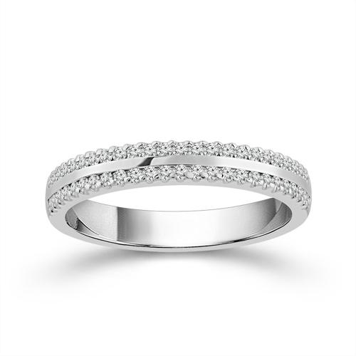 Novello Lab-grown Diamond Double Row Split Channel-Set Wedding Band 0.30 Ct. T.w. in 14K White Gold