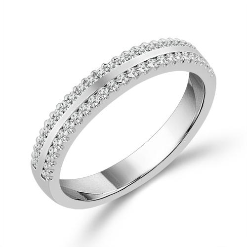 Novello Lab-grown Diamond Double Row Split Channel-Set Wedding Band 0.30 Ct. T.w. in 14K White Gold