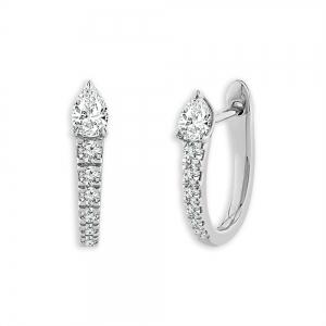 Bella by Ovani® Lab-grown Diamonds Teardrop and Round Hoops 0.55 Ct. T.w. in 14K White Gold