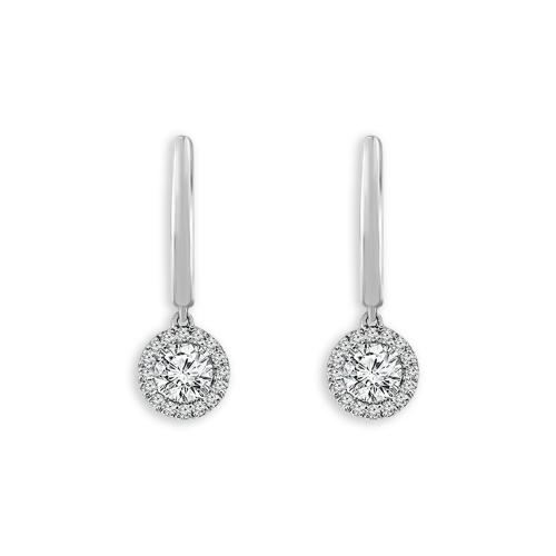 1.5 Ct. Center & 1.3 Ct. T.w. Lab-grown Diamond Halo Dangling Earrings In 14Kt White Gold