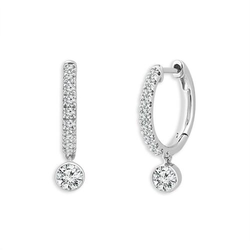 1.1 Ct. Center & 1.35 Ct. T.w. Lab-grown Diamond Princess and Round Dangling Earrings In 14Kt White Gold