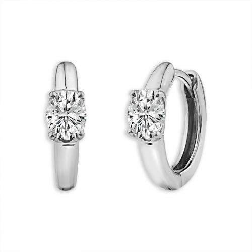 Novello Solitaire Accent Hoops 0.85 Ct. T.w. in 14K White Gold