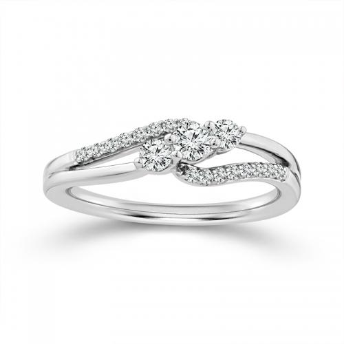 Novello Lab-grown Diamonds 3-stone Bridal Ring 0.33 Ct. T.w. in 14K White Gold