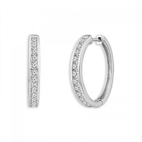 Novello Classic Pav Hoops 1 Ct. T.w. in 14K White Gold