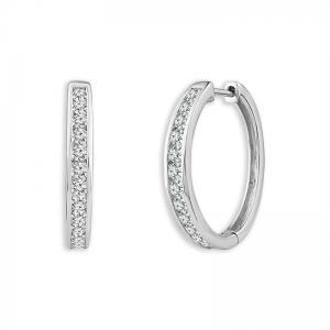 Novello Classic Pav Hoops 1 Ct. T.w. in 14K White Gold