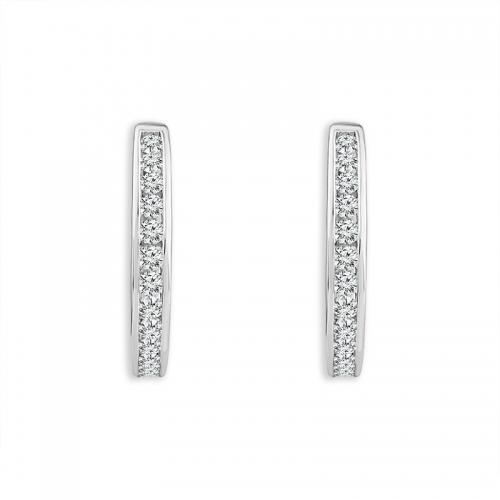 Novello Classic Pav Hoops 1 Ct. T.w. in 14K White Gold