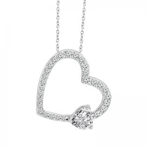 0.55 CT. T.W. LABGROWN DIAMOND" HEART PENDANT  White Gold