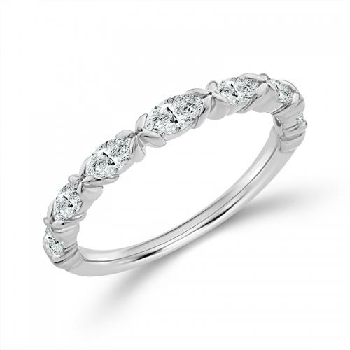 Novello Lab-grown Diamonds Marquise Wedding Band 0.55 Ct. T.w. in 14K White Gold