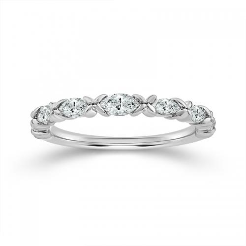 Novello Lab-grown Diamonds Marquise Wedding Band 0.55 Ct. T.w. in 14K White Gold