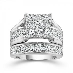 Novello Lab-grown Diamonds Round Composite Ring 4.10 Ct. T.w. in 14K White Gold