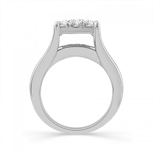 Novello Lab-grown Diamonds Round Composite Ring 4.10 Ct. T.w. in 14K White Gold