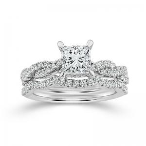 Novello Lab-grown Diamonds Princess-cut Infinity Bridal Set 1.25 Ct. T.w. in 14K White Gold