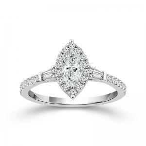 Novello Lab-grown Diamonds Marquise Halo Bridal Ring 1 Ct. T.w. in 14K White Gold