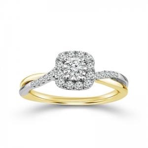 Novello Lab-grown Diamonds Halo Promise Ring - 0.35 Ct. T.w. in 10K Yellow Gold (IGI-certified Diamonds)