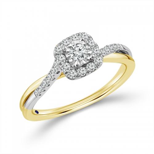 Novello Lab-grown Diamonds Halo Promise Ring - 0.35 Ct. T.w. in 10K Yellow Gold (IGI-certified Diamonds)