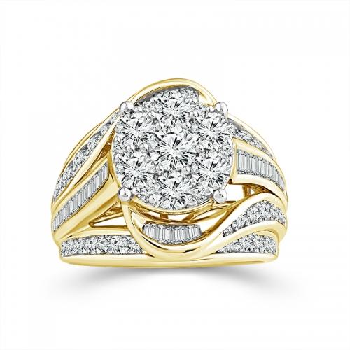 Novello Lab-grown Diamonds Flower Composite-set Ring 3.05 Ct. T.w. in 14K Yellow Gold