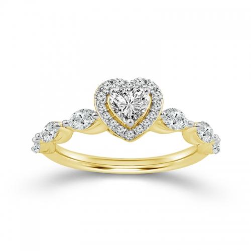Novello Lab-grown Diamonds Heart Bridal Ring 1.05 Ct. T.w. in 14K Yellow Gold