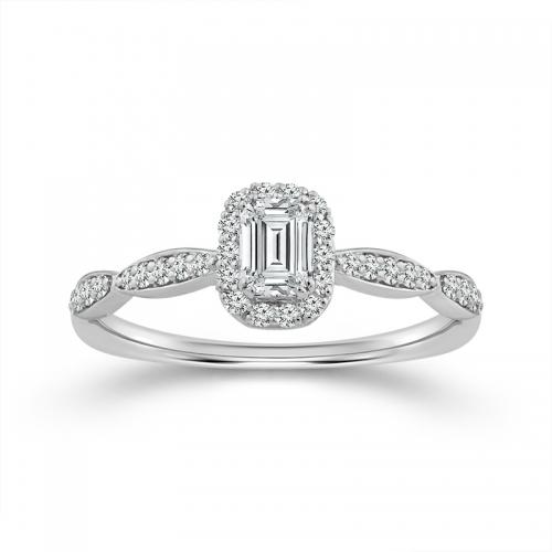 Novello Lab-grown Diamonds Emerald-cut Bridal Ring 0.80 Ct. T.w. in 14K White Gold