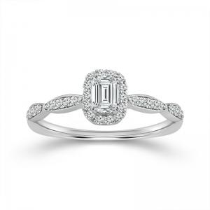 Novello Lab-grown Diamonds Emerald-cut Bridal Ring 0.80 Ct. T.w. in 14K White Gold