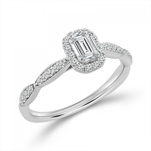 Novello Lab-grown Diamonds Emerald-cut Bridal Ring 0.80 Ct. T.w. in 14K White Gold