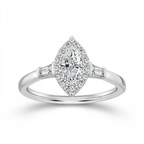 Novello Lab-grown Diamonds Marquise Bridal Ring 0.80 Ct. T.w. in 14K White Gold