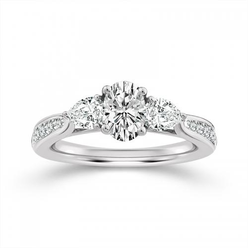 Novello Lab-grown Diamonds Oval Bridal Set 1 Ct. T.w. in 14K White Gold