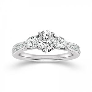 Novello Lab-grown Diamonds Oval Bridal Set 1 Ct. T.w. in 14K White Gold