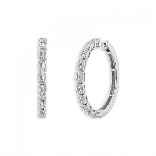 Novello Lab-grown Diamonds Emerald-cut Hoops 3.10 Ct. T.w. in 14K White Gold