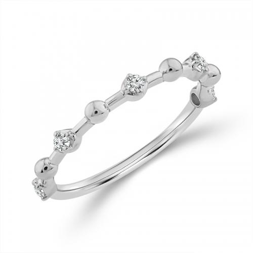 Novello Lab-grown Diamonds Station-style Round Wedding Band - 0.12 Ct. T.w. in 14k White Gold