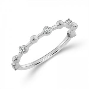 Novello Lab-grown Diamonds Station-style Round Wedding Band - 0.12 Ct. T.w. in 14k White Gold