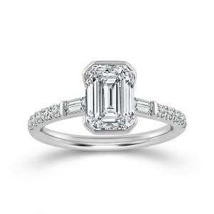 Novello Lab-grown Diamonds Emerald-cut Bridal Ring - 2.37 Ct. T.w. in 14K White Gold (IGI-certified Diamonds)