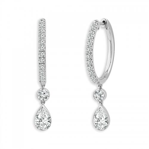 Novello Lab-grown Diamonds Pear Dangling Earrings 1.95 Ct. T.w. in 14K White Gold